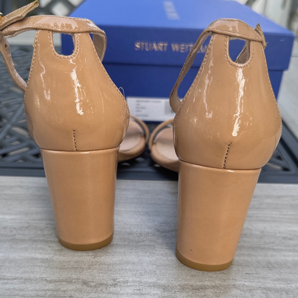 Stuart Weitzman Nude Block Heel Sandals - Picture 4 of 5